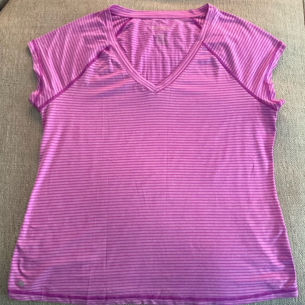 Ideology Actiwear Pink Striped Short Sleeve Tee shirt